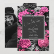 Schwarz-Rosa-Flora | Schwarz-Weiß-Foto-Hochzeit