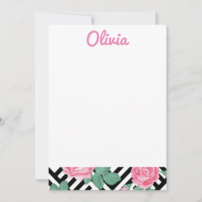 Schwarz-Rosa-Flora-Stationierung Dankeskarte (Vorderseite)