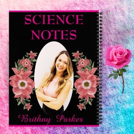 Schwarz-Rosa-Flora-Verlassen Mädchen Moderne Schul Notizbuch