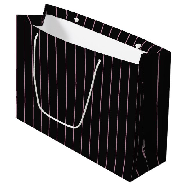 schwarz-rosa gestreift große geschenktüte (Vorderseite Schrägansicht)