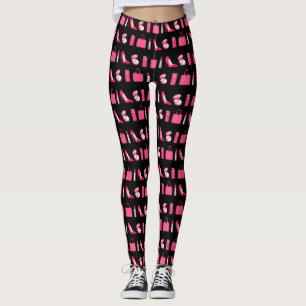 Schwarz-Rosa-Girl-Design Leggings