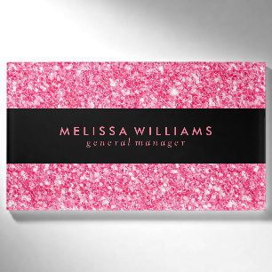 Schwarz/Rosa Glitzer Textur Namenschild