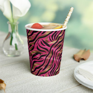 Schwarz Rosa Gold Zebra Streifen Tierisches Druckm Pappbecher