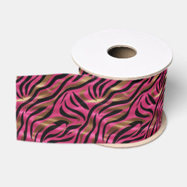 Schwarz Rosa Gold Zebra Streifen Tierisches Druckm Ripsband