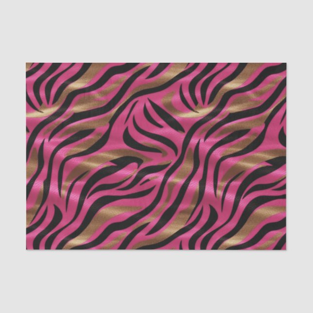 Schwarz Rosa Gold Zebra Streifen Tierisches Druckm Seidenpapier (Vorderseite)