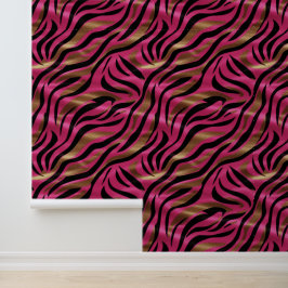 Schwarz Rosa Gold Zebra Streifen Tierisches Druckm Tapete