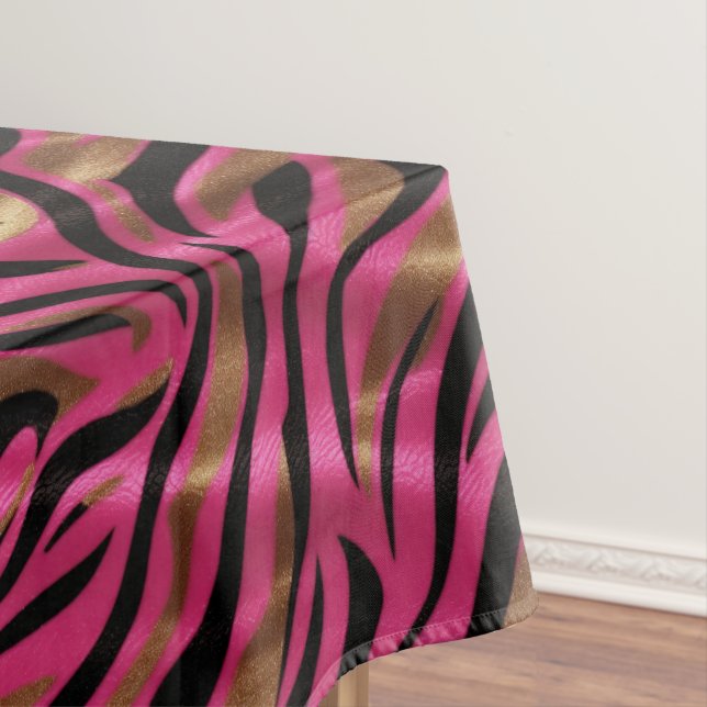 Schwarz Rosa Gold Zebra Streifen Tierisches Druckm Tischdecke (Beispiel)