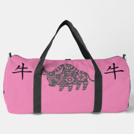 Schwarz, Rosa, Grau, Jahr des Ochsen-Chinesischen  Duffle Bag