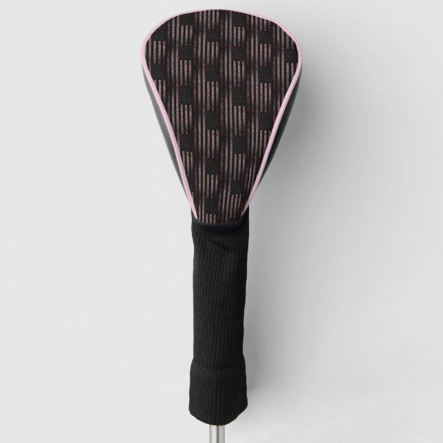 Schwarz-Rosa-Grunge amerikanisches Muster für Flag Golf Headcover (Vorderseite)