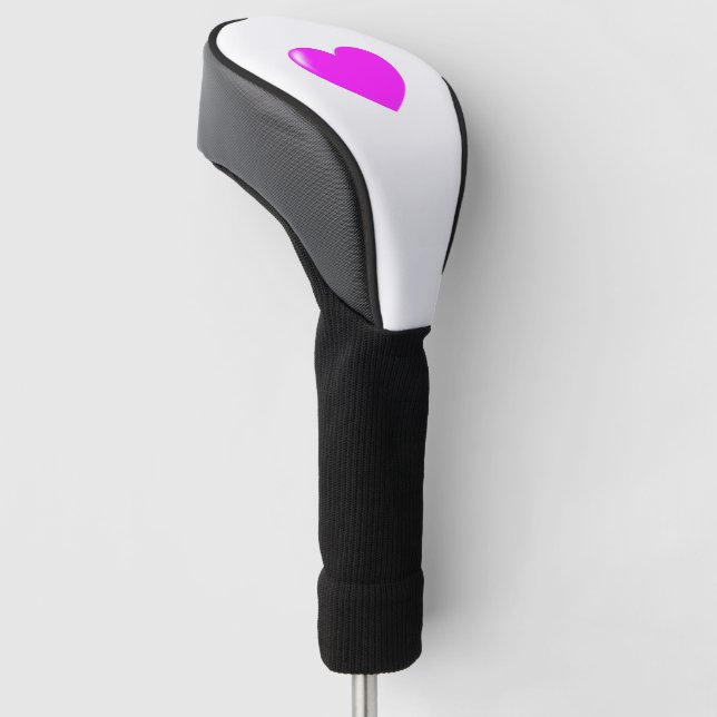 Schwarz, rosa Herz und Weiß Golf Headcover (angewinkelt)