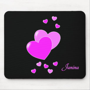 Schwarz-Rosa-Herzen, Vorlage für Ihren Namen Mousepad