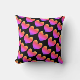 Schwarz/Rosa Herzmuster I Liebe you Throw Kissen