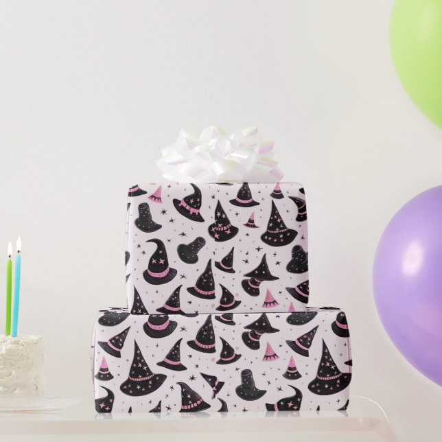 Schwarz-Rosa-Hexe-Hasenstars rosa Halloween Geschenkpapier (Partygeschenke)