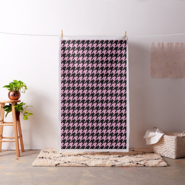 Schwarz & Rosa Houndstooth nahtloses Muster Stoff (Beispiel)