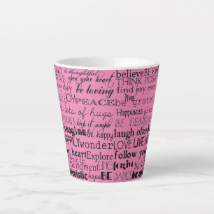 Schwarz-Rosa-inspirierende Worte Milchtasse