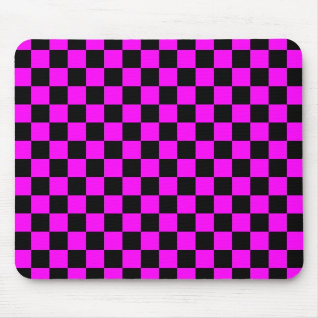 Schwarz + Rosa Karo Prüfmuster Mousepad (Vorne)