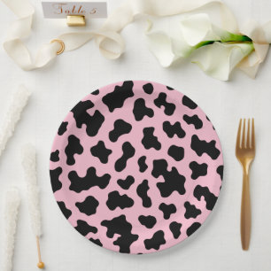 Schwarz/Rosa Kuh Kuh Kuh Kugel Print Birthday Part Pappteller