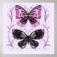 Schwarz, Rosa, Lila Schmetterlinge