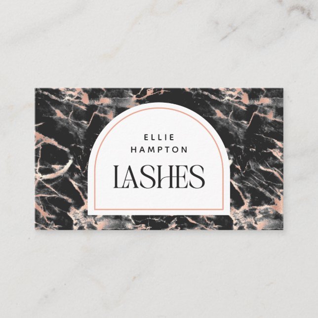 Schwarz-Rosa-Marmor Arch Beauty Lashes Business Ca Visitenkarte (Vorderseite)