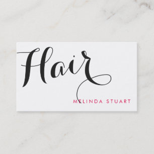 Schwarz/Rosa Moderne Typografie Haare Stylist Visitenkarte