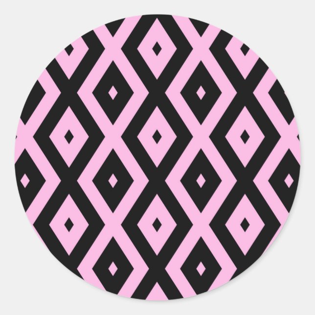 Schwarz-Rosa-Muster Runder Aufkleber (Vorderseite)