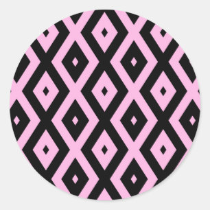 Schwarz-Rosa-Muster Runder Aufkleber