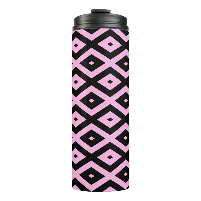 Schwarz-Rosa-Muster Thermosbecher (Vorderseite)