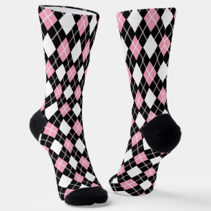 Schwarz/Rosa Nahtlose Raute Muster Socken