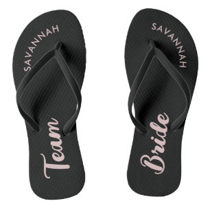 Schwarz Rosa Name Braut Brautparty Junggesellinnen Flip Flops