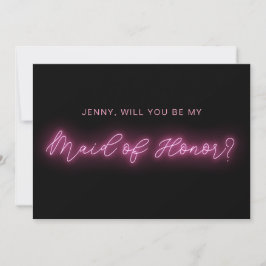Schwarz/Rosa Neon Glow Light Trauzeugin card Einladung