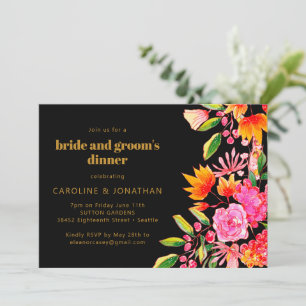 Schwarz Rosa Orange Blumenbräune Abendessen am Gro Einladung