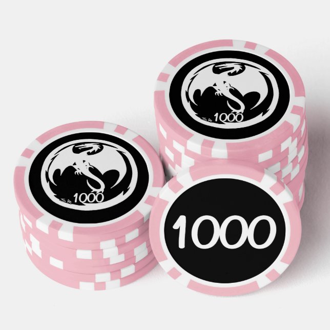Schwarz-Rosa-Poker-Chip des White Dragon 1000 Pokerchips (Stapel)