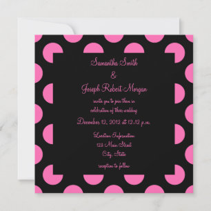Schwarz-Rosa-Polka-Dot-Hochzeit Einladung