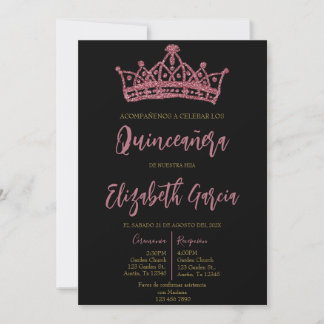 Schwarz-Rosa-Quinceñera laden ein Einladung