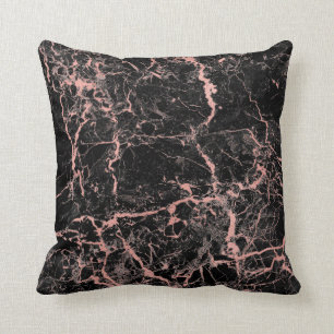 Schwarz Rosa Rose Gold Abstrakter Marmor Glam Kissen
