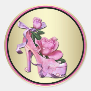 Schwarz-Rosa-Rose-Sticker Runder Aufkleber
