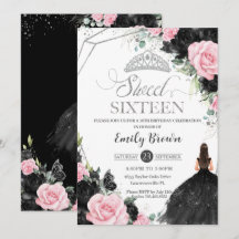 Schwarz Rosa Rosen Blütendruckerin Sweet 16 Silver