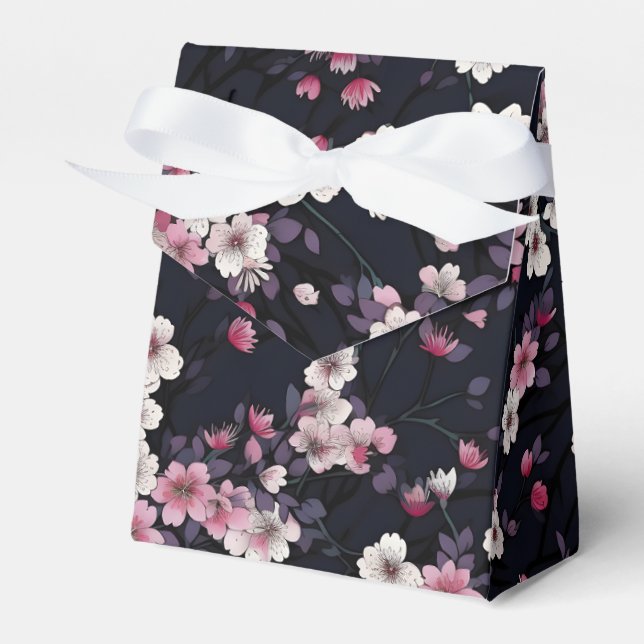 Schwarz-Rosa-Sakura-Blume, Musterdesign, Geschenkschachtel (Vorderseite)