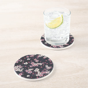Schwarz-Rosa-Sakura-Blume, Musterdesign, Getränkeuntersetzer