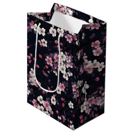 Schwarz-Rosa-Sakura-Blume, Musterdesign, Mittlere Geschenktüte
