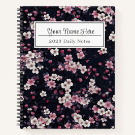 Schwarz-Rosa-Sakura-Blume, Musterdesign, Notizbuch