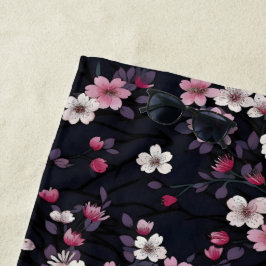 Schwarz-Rosa-Sakura-Blume, Musterdesign, Strandtuch