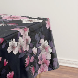 Schwarz-Rosa-Sakura-Blume, Musterdesign, Tischdecke