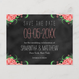 Schwarz-Rosa-Save the Date-Postkarten Ankündigungspostkarte