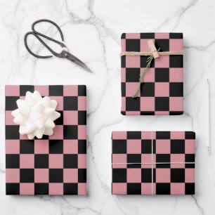 Schwarz-Rosa-Schachbrett-Geschenk Wrap HAMbyWG Geschenkpapier Set