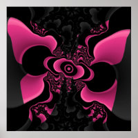 Schwarz-Rosa-Schmetterling-Fraktal-Poster