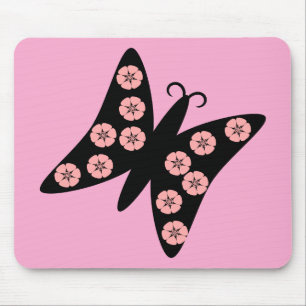 Schwarz-Rosa-Schmetterlingdesign Mousepad