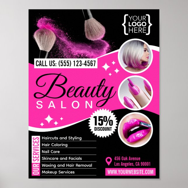 Schwarz-Rosa-Schönheitssalon zum Download Poster (Vorne)