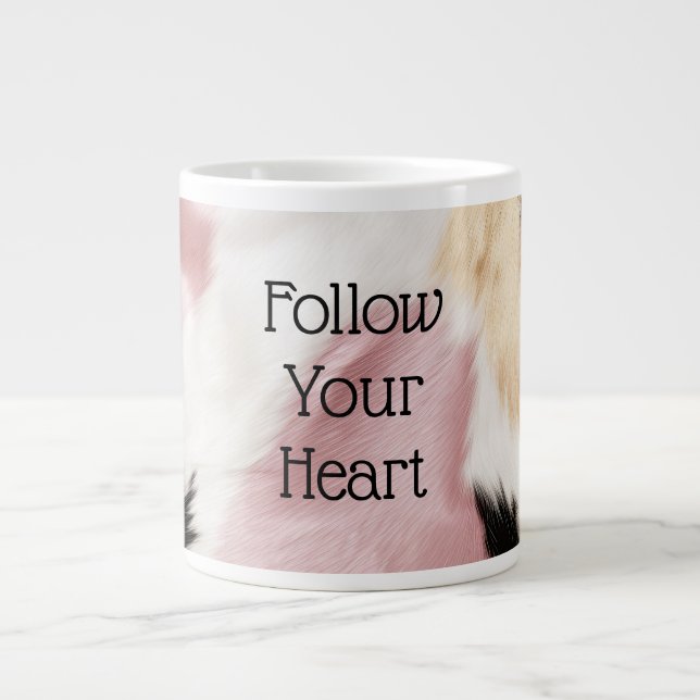 Schwarz Rosa Schwarzes Schwarzes Weiß Tier Jumbo-Tasse (Vorderseite)