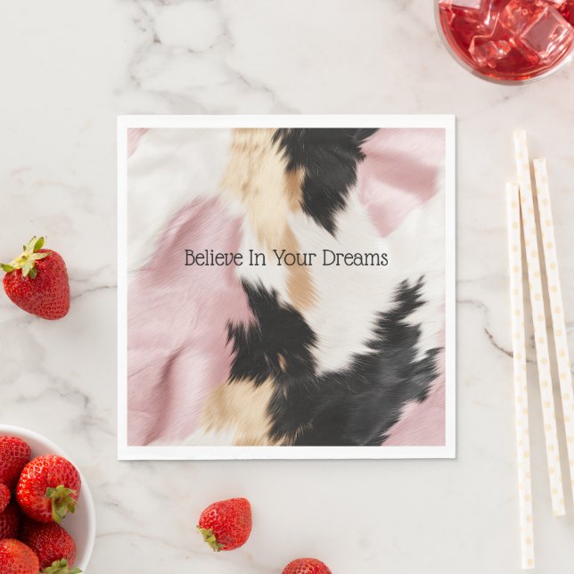 Schwarz Rosa Schwarzes Schwarzes Weiß Tier Serviette (Beispiel)